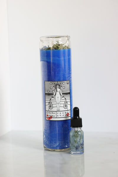 Full Moon Aquarius  7 Day Ritual Candle + mini anointing oil