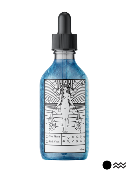 New Moon Aquarius BLUE Oil - 4 oz Liquid Love (Sweet Almond, Sunflower + Jojoba)